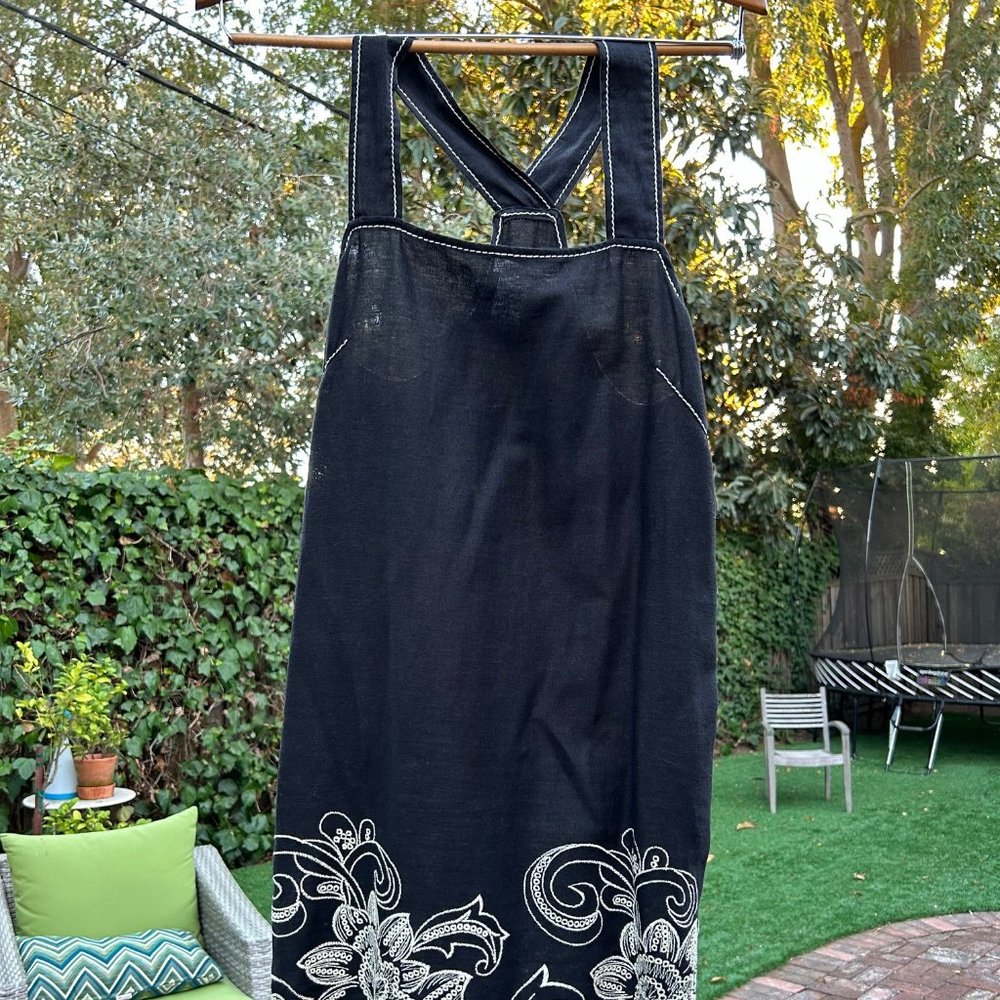 Max Studio Black Dress w/ Floral Embroidery